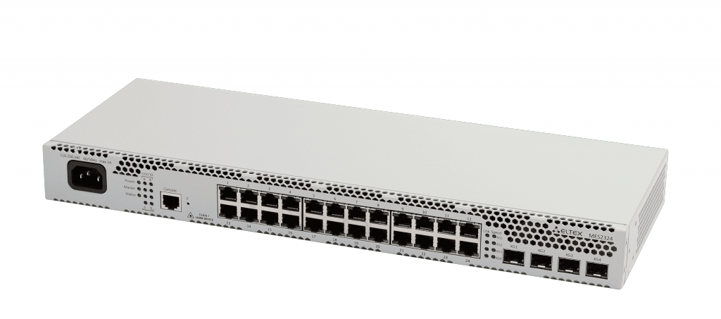 Ethernet-коммутатор MES2300-24 AC, 24x1G RJ45 + 4x10G SFP+, L3, 220V AC